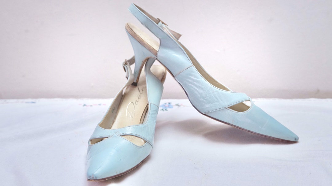 1950s Pastel Blue Stiletto Heels / Pumps With Keyhole Cutout - Etsy