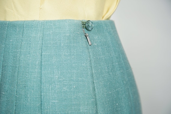 1960s style FLETCHER JONES teal blue skirt / 28" … - image 9