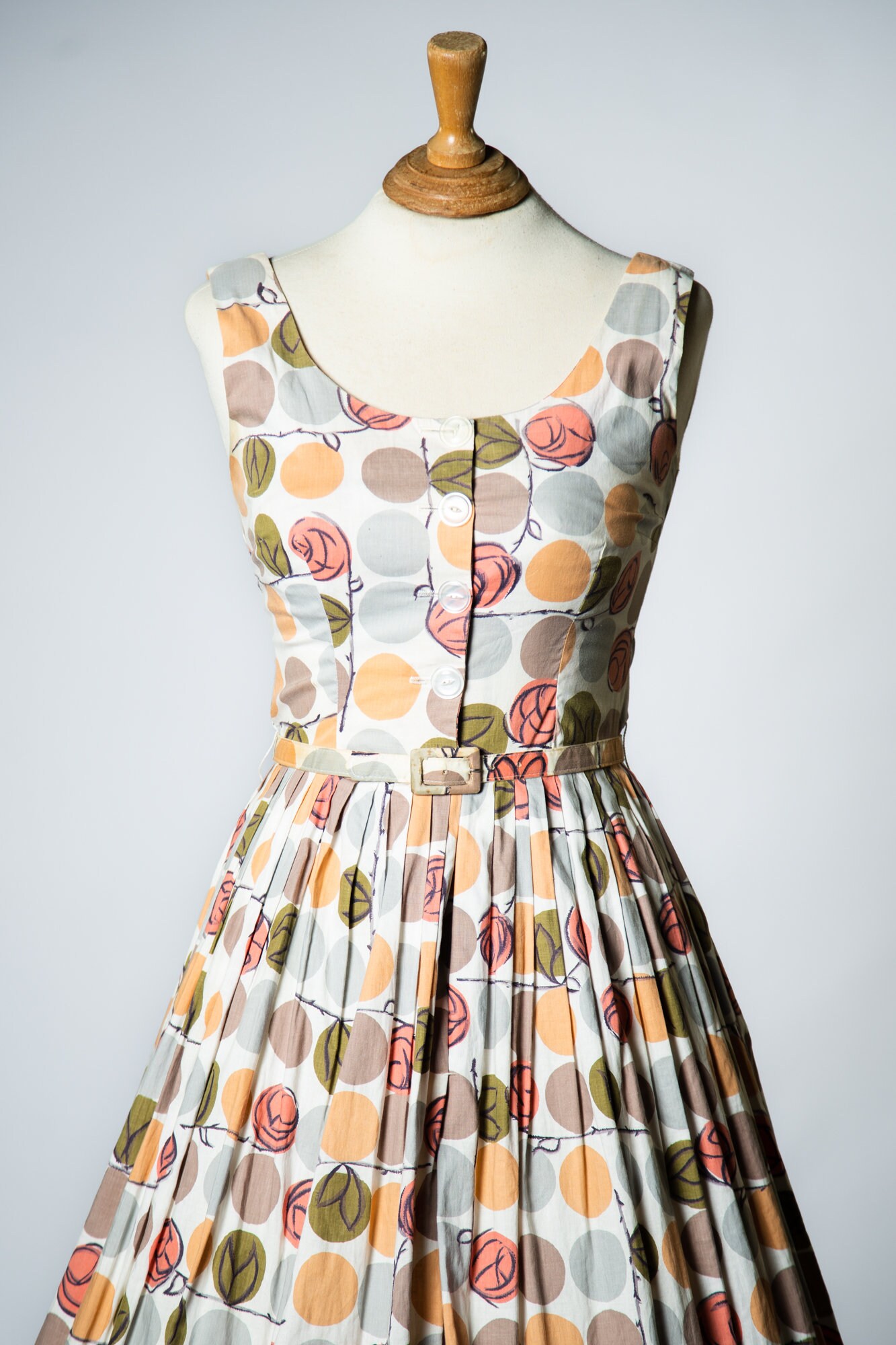 1950s Pink Rose Print Dress by Jr Flair | XS/S