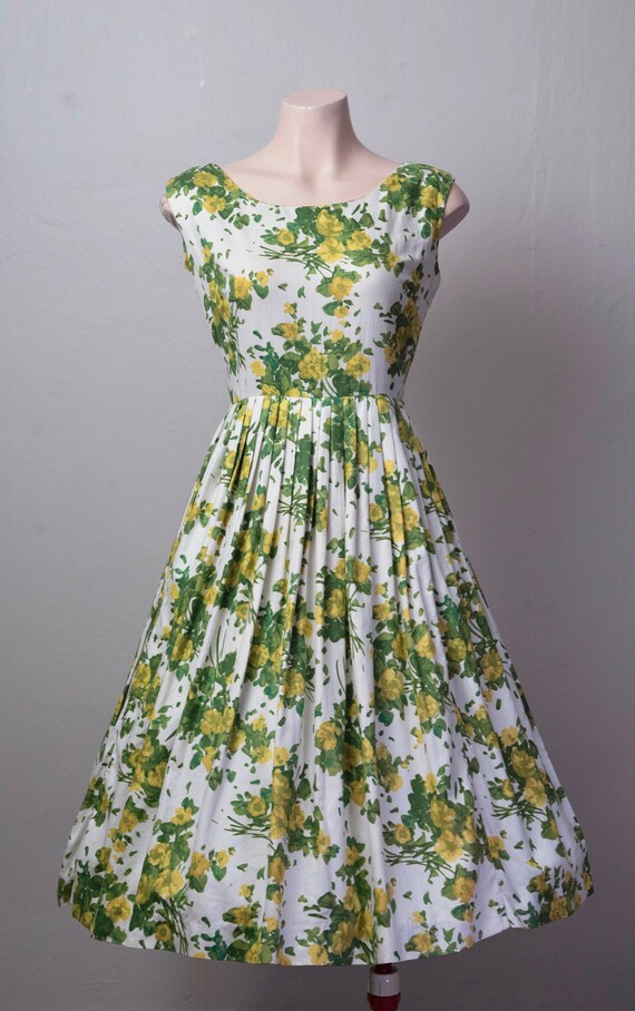 green and yellow floral dress