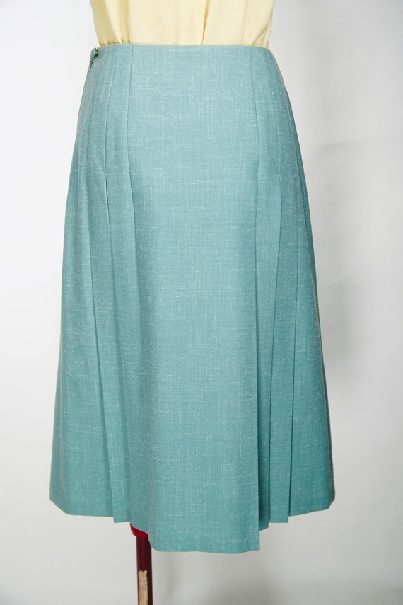 1960s style FLETCHER JONES teal blue skirt / 28" … - image 5