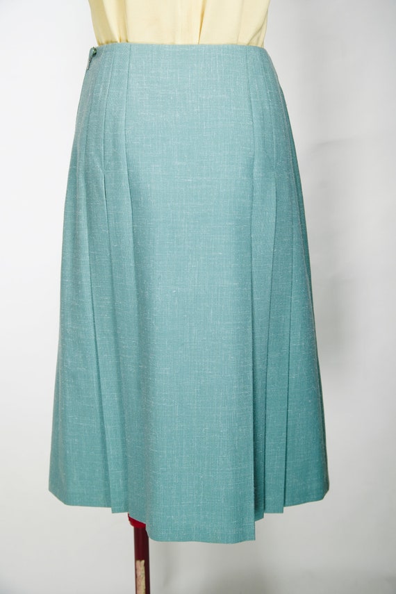 1960s style FLETCHER JONES teal blue skirt / 28" Waist Gem