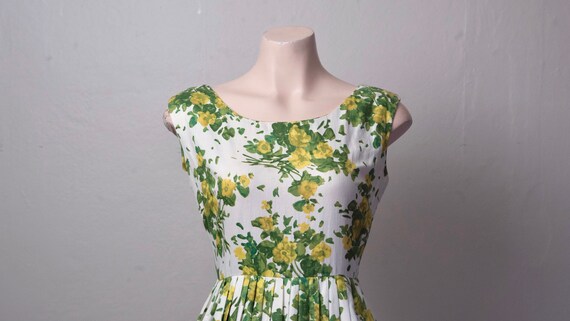 green and white floral dress