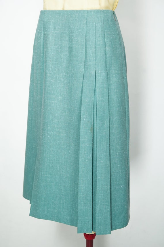 1960s style FLETCHER JONES teal blue skirt / 28" … - image 4
