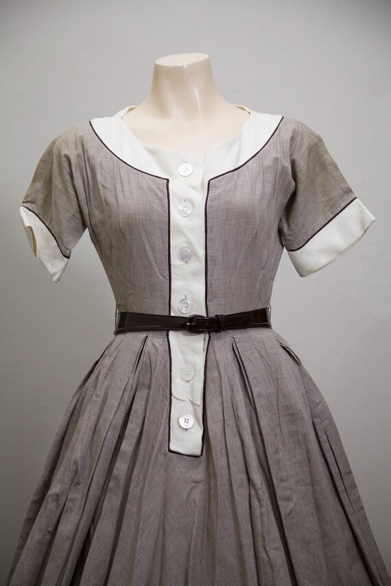 1950s fit and flare brown gingham dress