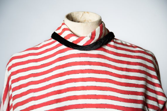 1940s / 1950s Red, White and Black Striped Dress … - image 6