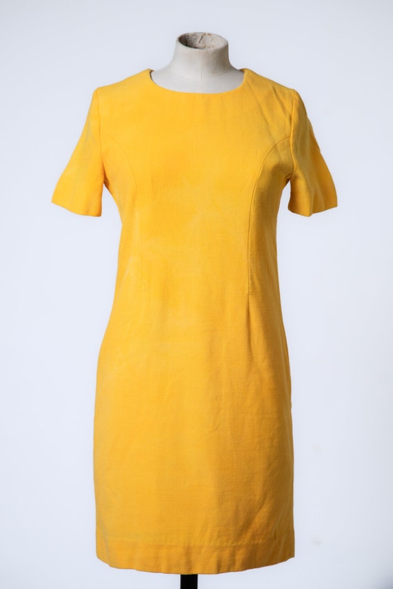 1960s Golden Mustard Yellow mod wiggle dress Gem