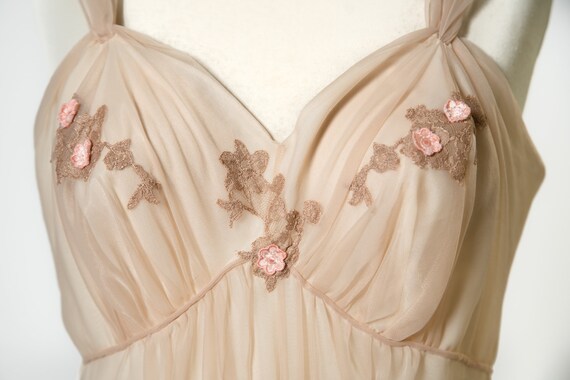 1950s / 1960s Pink / Brown Nightgown with Floral … - image 7
