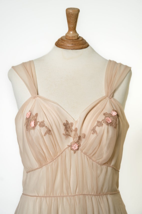 1950s / 1960s Pink / Brown Nightgown with Floral … - image 6
