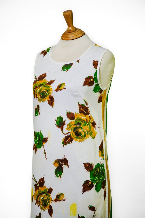 1960s Cotton Day dress / Floral Print / Yellow an… - image 7