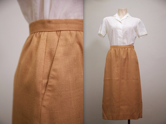 1960s terracotta pencil skirt with pockets
