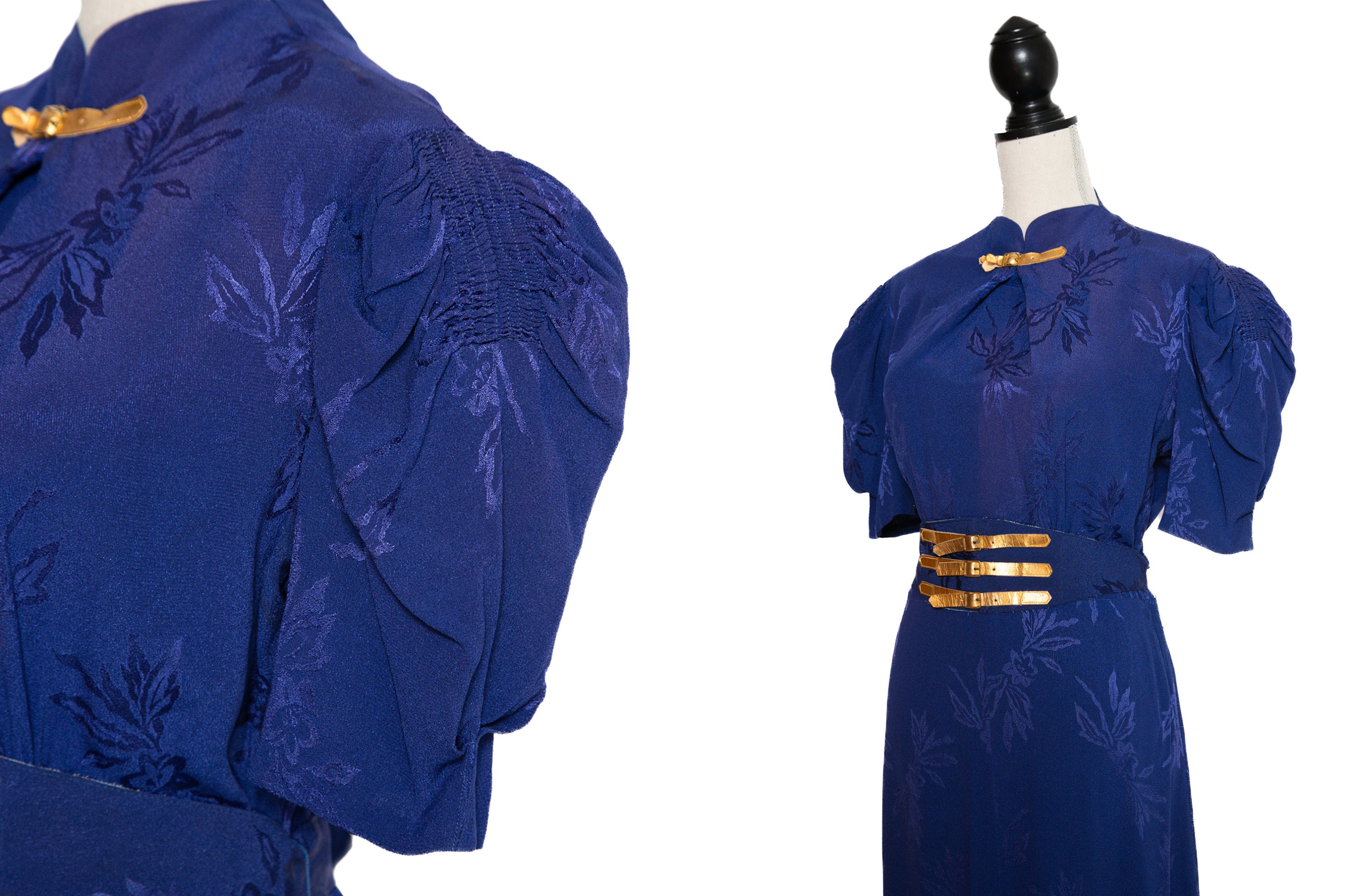 white and gold dress science Wide Royal Blue & Gold Asian Brocade Sash by Satin Swank®