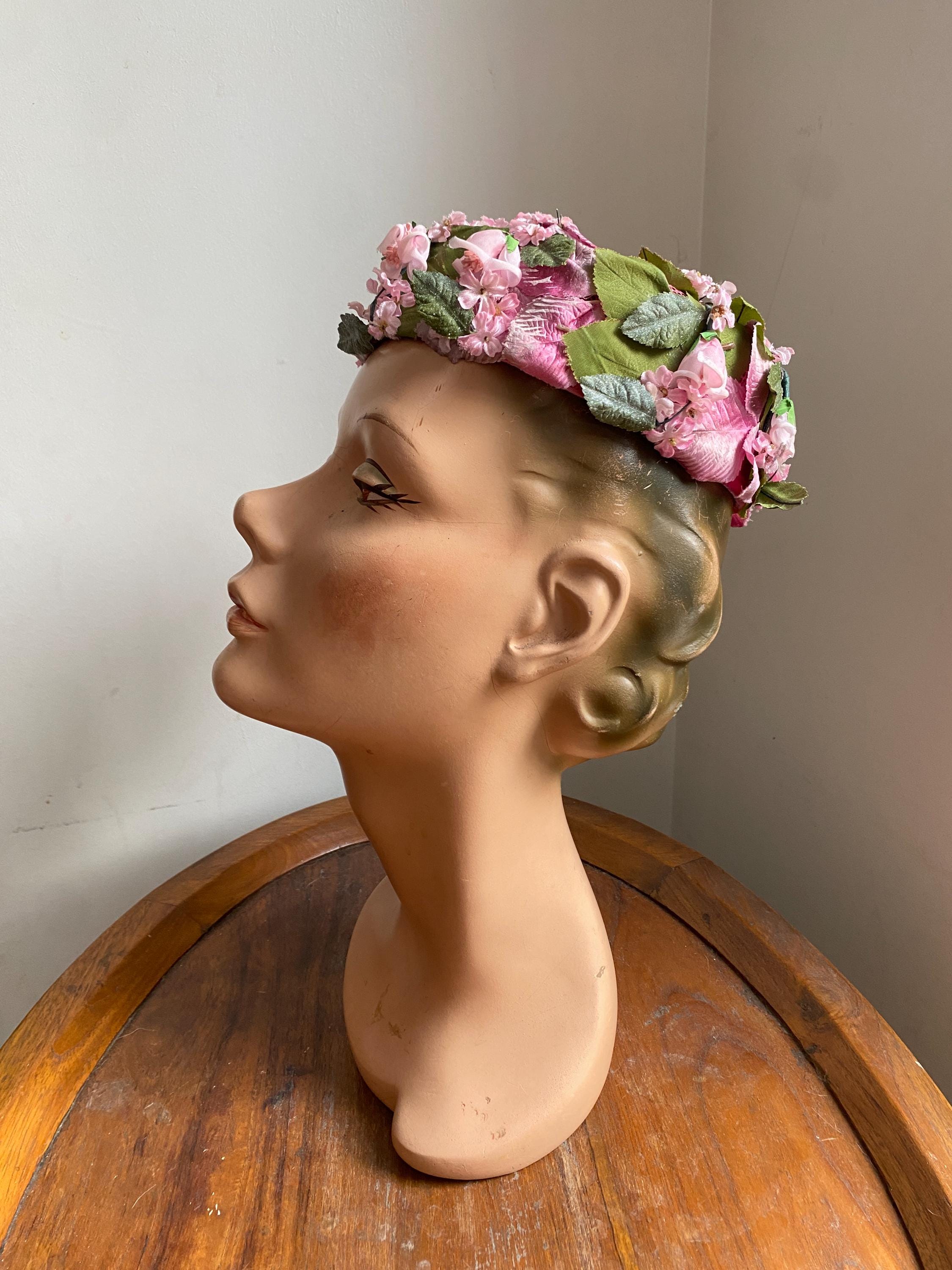 1950s 1960s Petal Pink Flutter Rose Pillbox Hat Pink Pillbox Hat - Etsy main image 2