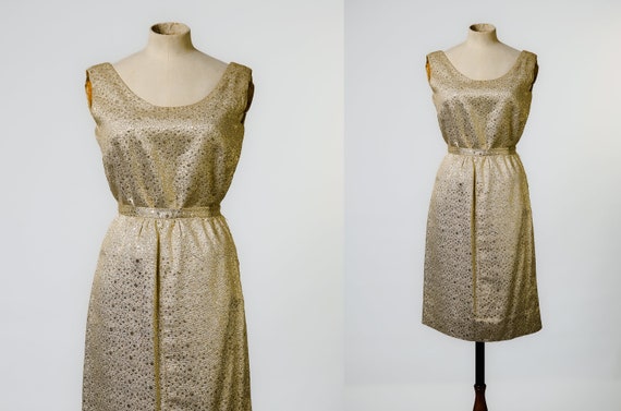 1960s Gold Lurex Skirt and Top / 2 piece set - image 1