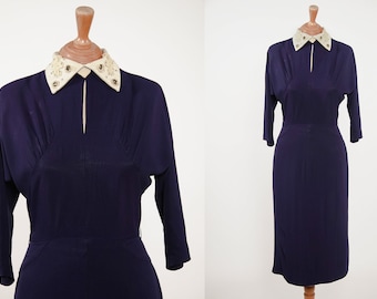 1950s Navy R&K Originals dress with peter pan collar