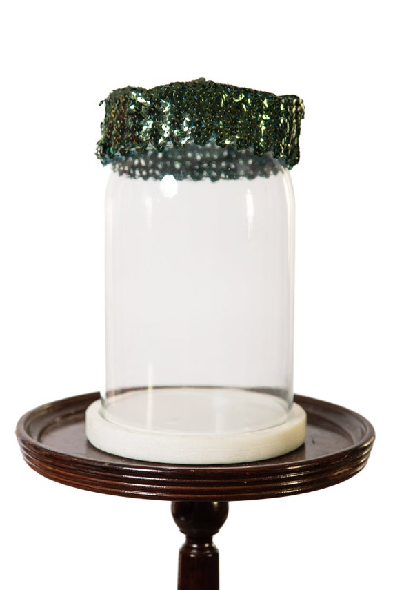 1950s / 1960s Green Sequin Pillbox Mini Hat with … - image 2