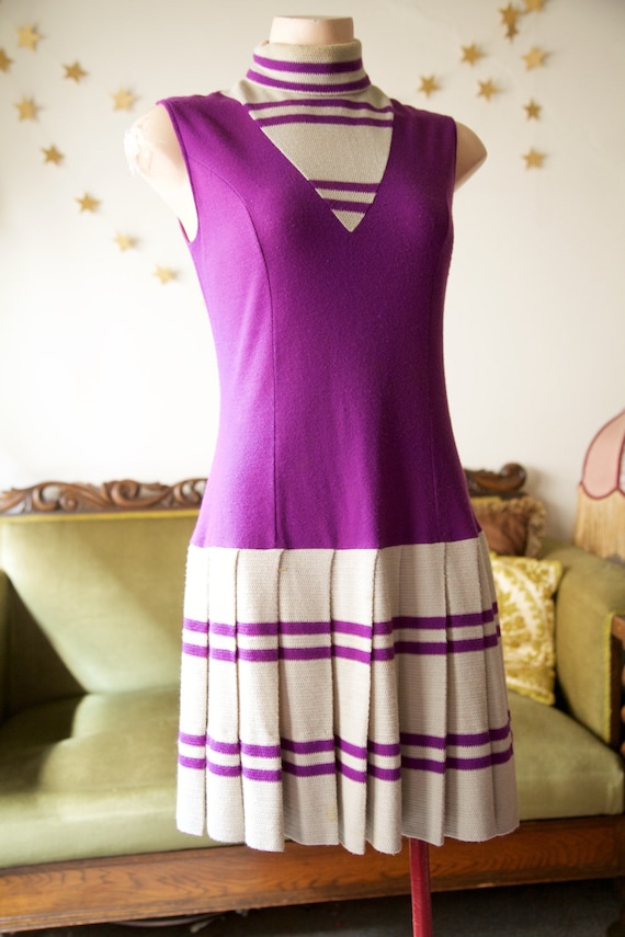 1960s purple and grey mod scooter dress
