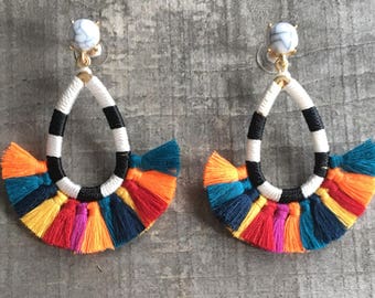 Fan tassel earrings | Tassel earrings | bohemian earrings | colorful tassel earrings | red tassel earrings | green tassel earrings |