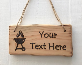 Handmade Rustic Driftwood/Farmhouse Style Indoor/Outdoor Personalised Wooden Barbeque BBQ Braai Garden Sign Plaque 20cm x 10cm