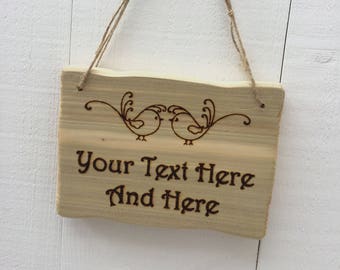 Handmade Rustic Driftwood/Farmhouse Style Indoor/Outdoor Personalised Wooden Birds Aviary Sign Plaque 20cm x 15cm