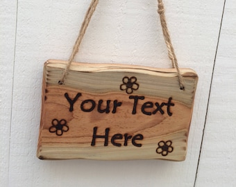 Handmade Rustic Driftwood/Farmhouse Style Indoor/Outdoor Personalised Wooden Flower Daisy Garden Sign Plaque 15cm x 10cm