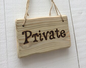 Handmade Rustic Driftwood/Farmhouse Style Indoor/Outdoor Wooden 'Private' Bathroom Office Hotel Sign Plaque 15cm x 10cm