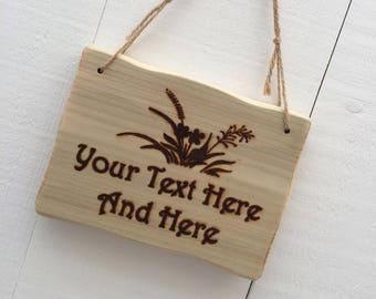 Handmade Rustic Driftwood/Farmhouse Style Indoor/Outdoor Personalised Wooden Wild Flowers Garden Sign Plaque 20cm x 15cm