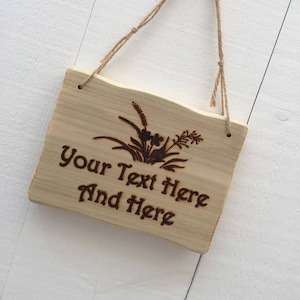 Handgemachte rustikale Treibholz / Bauernhaus-Stil Personalisierte Holz Wildblumen Gras Garten Schrebergarten Haus Türschild Plakette 20cm x 15cm