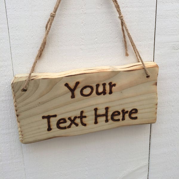 Handmade Rustic Driftwood/Farmhouse Style Personalised Wooden Design Your Own Message Any Text Door Sign Plaque 20cm x 10cm