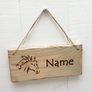 Handmade Rustic Driftwood/Farmhouse Style Personalised Wooden Pony Horse Stable Stall Livery Name Door Sign Plaque #3 32cm x 15cm