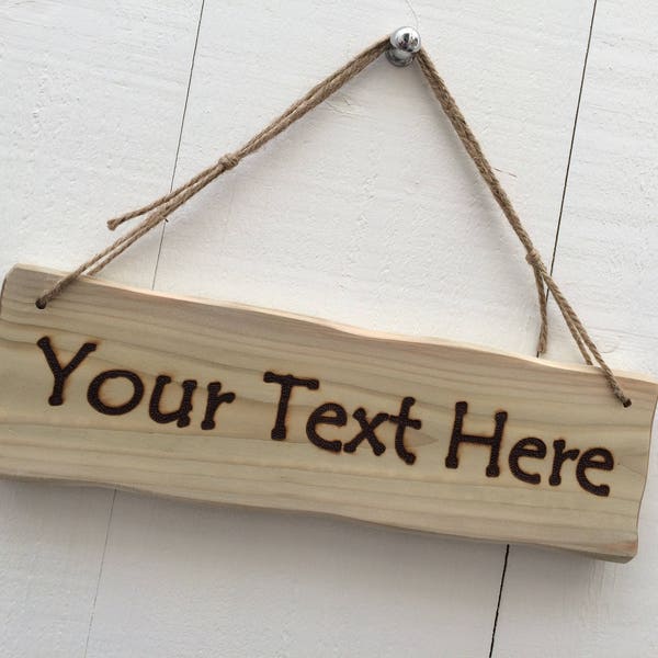 Handmade Rustic Driftwood/Farmhouse Style Personalised Wooden Design Your Own Message Any Text Door Sign Plaque 32cm x 10cm