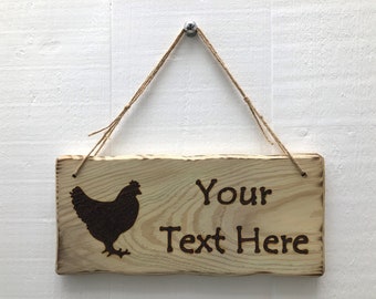 Handmade Rustic Driftwood/Farmhouse Style Indoor/Outdoor Personalised Wooden Chicken Coop Garden Sign Plaque 32cm x 15cm