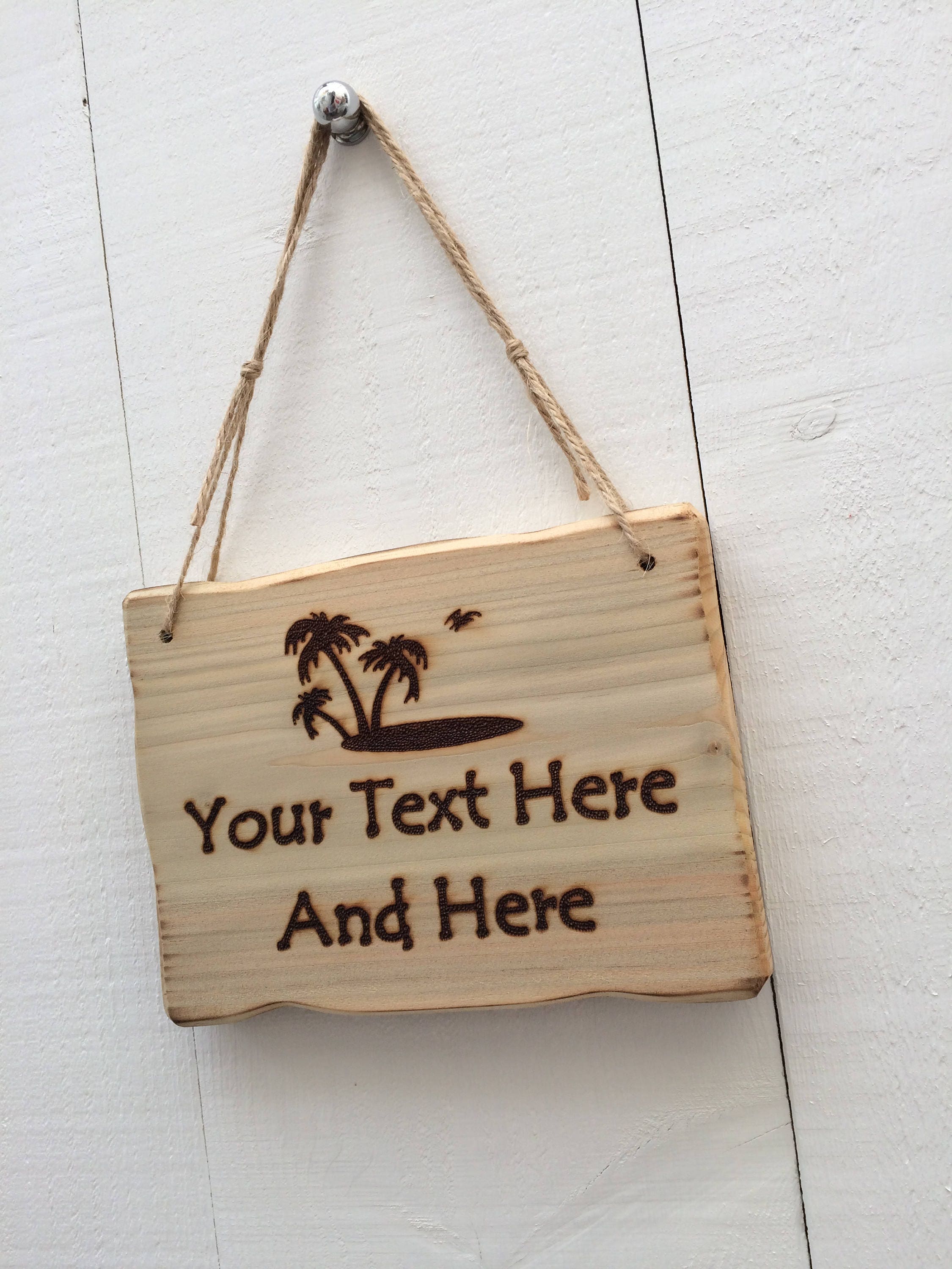Handmade Personalised Rustic Wooden Design Your Own Sign Plaque 20cm x 10cm 3pc 