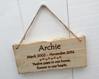 Handmade Rustic Driftwood/Farmhouse Style Indoor/Outdoor Personalised Wooden Pet Loss Memorial Grave Marker Sign Plaque 32cm x 15cm