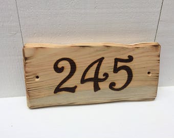 Handmade Rustic Driftwood/Farmhouse Style Indoor/Outdoor Personalised Wooden House Number Door Sign Plaque 20cm x 10cm