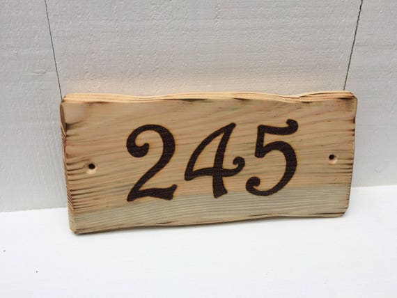 Handmade Personalised Rustic Wooden House Room Number Sign Plaque 20cm x 10cm 