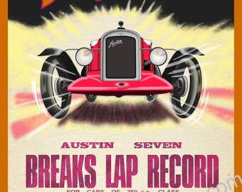 Austin Seven Brooklands record breaker poster