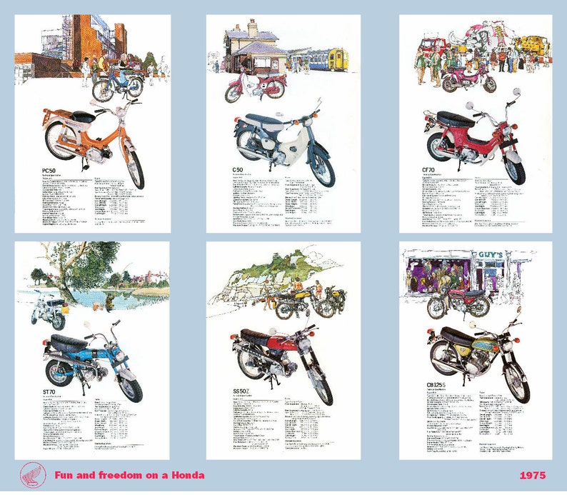 Classic Honda Motorcycle Poster lightweight bikes reproduced image 1