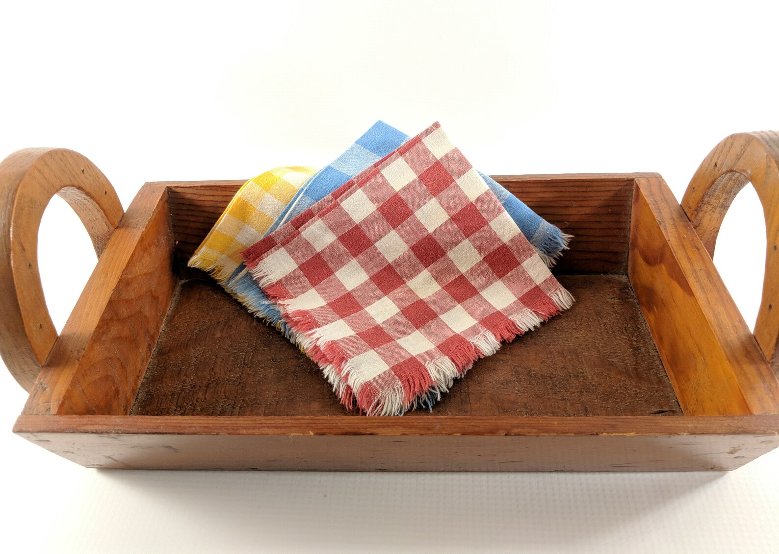 Vtg. Wooden Serving Tray with Horseshoe Handles. Primitive Etsy