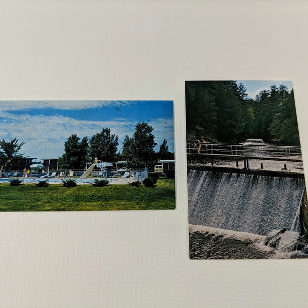 Vtg. Wisconsin Dells Postcards. Set of 2. Aire-Vista Motel & Mirror Lake Dam Color Photos. Mid Century Memorabilia. Travel Souvenirs.