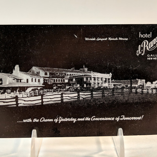 Vintage Hotel El Rancho Photograph Postcard. Gallup New Mexico. U.S. Hwy. 66.  1940's/1950's Travel Souvenir Advertising. Americana.