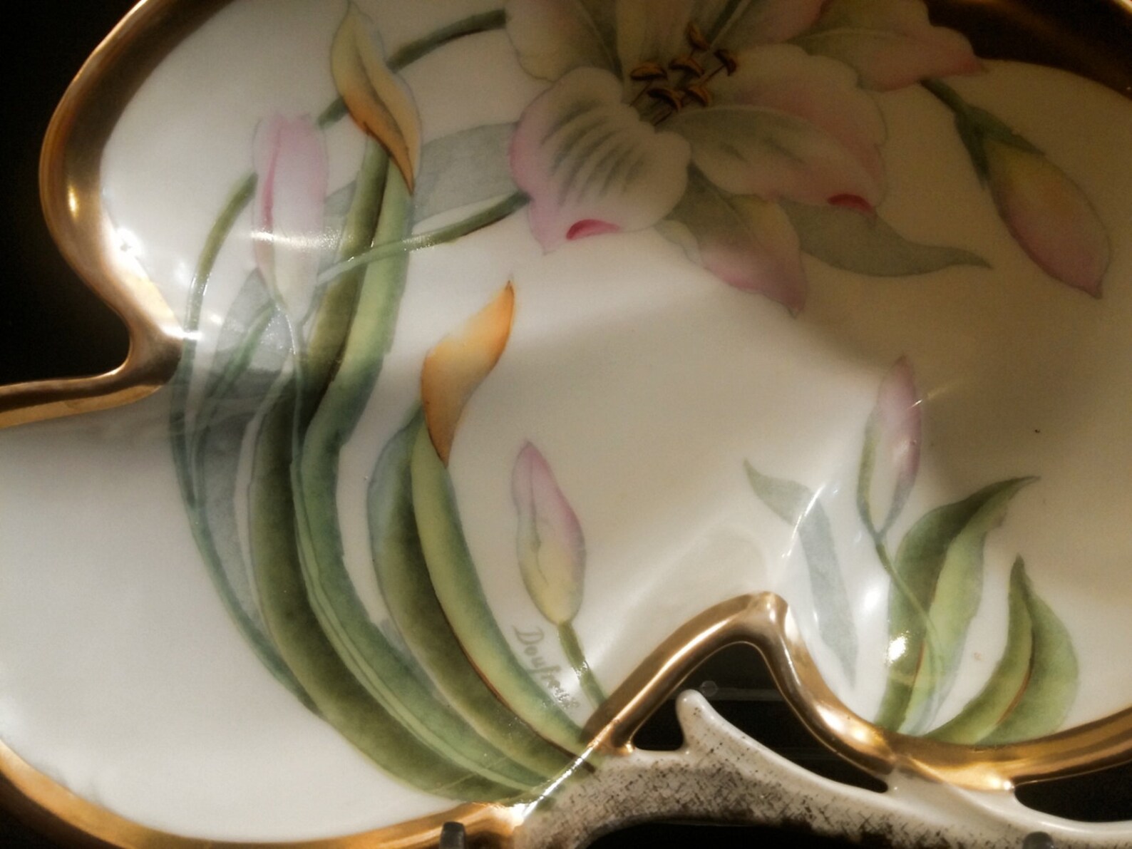 Bavarian China Trinket Dish with Ornate Handle Hand Painted Etsy