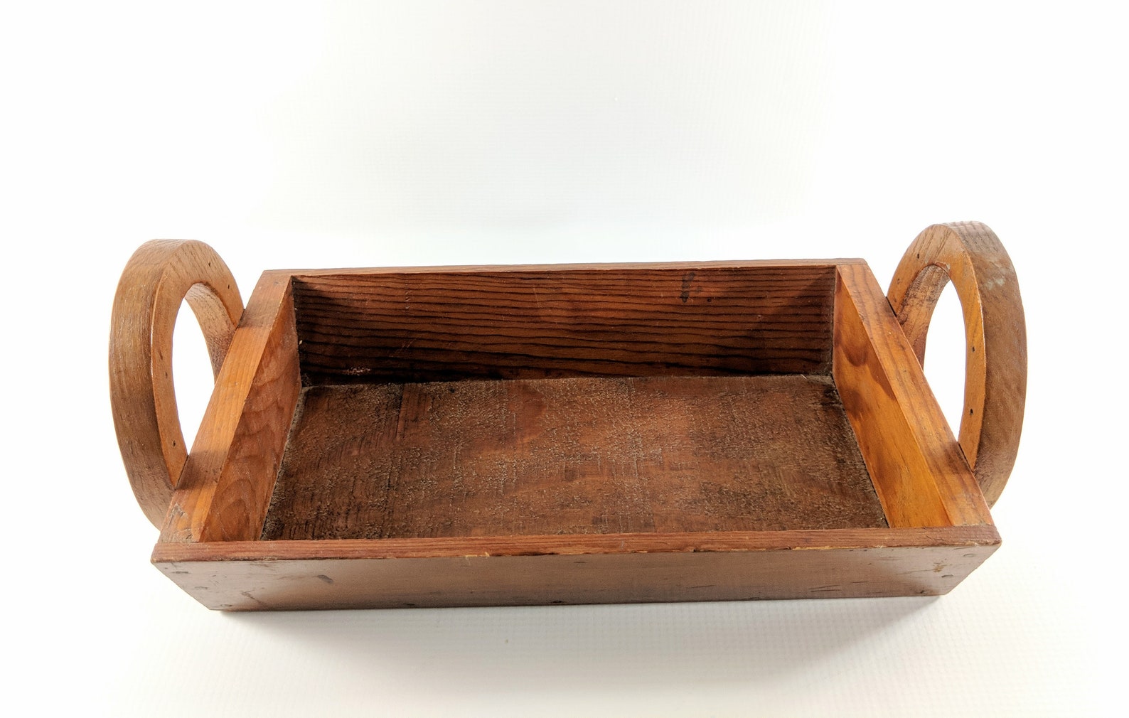 Vtg. Wooden Serving Tray with Horseshoe Handles. Primitive Etsy