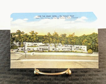 Vintage Jack Tar Court Hotel Linen Postcard. Hot Springs National Park, Arkansas. 1950's, Mid Century Travel Souvenir. Advertising.