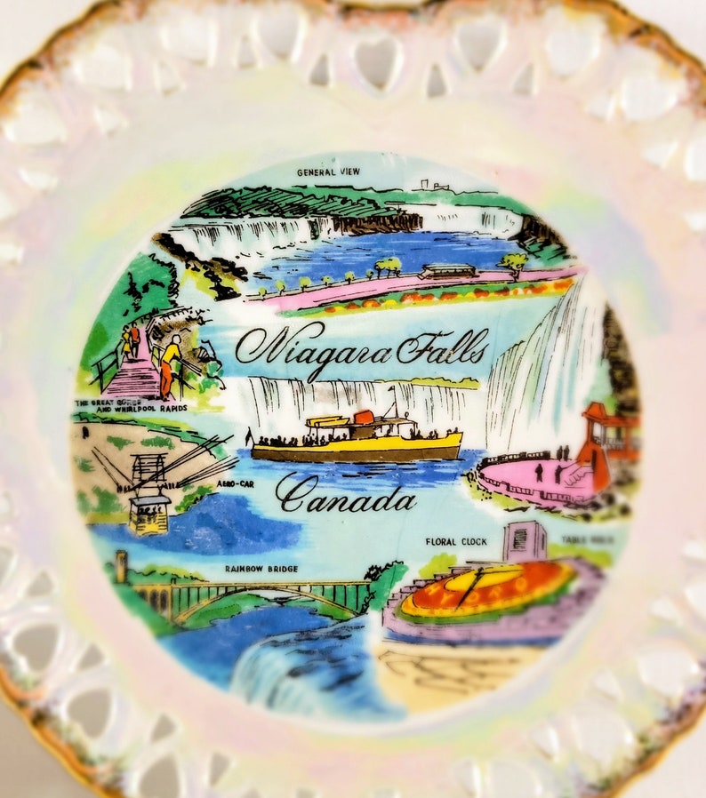 Vintage Niagara Falls Canada Heart Shaped Souvenir Plate With Etsy