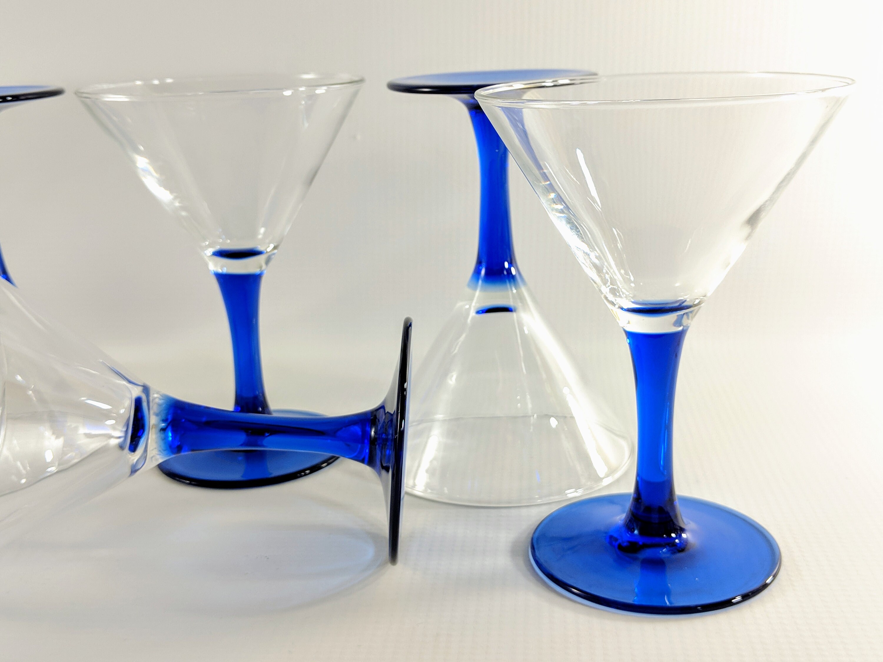 Vtg. Luminarc Crystal Martini Glasses with Cobalt Blue Stems. Etsy