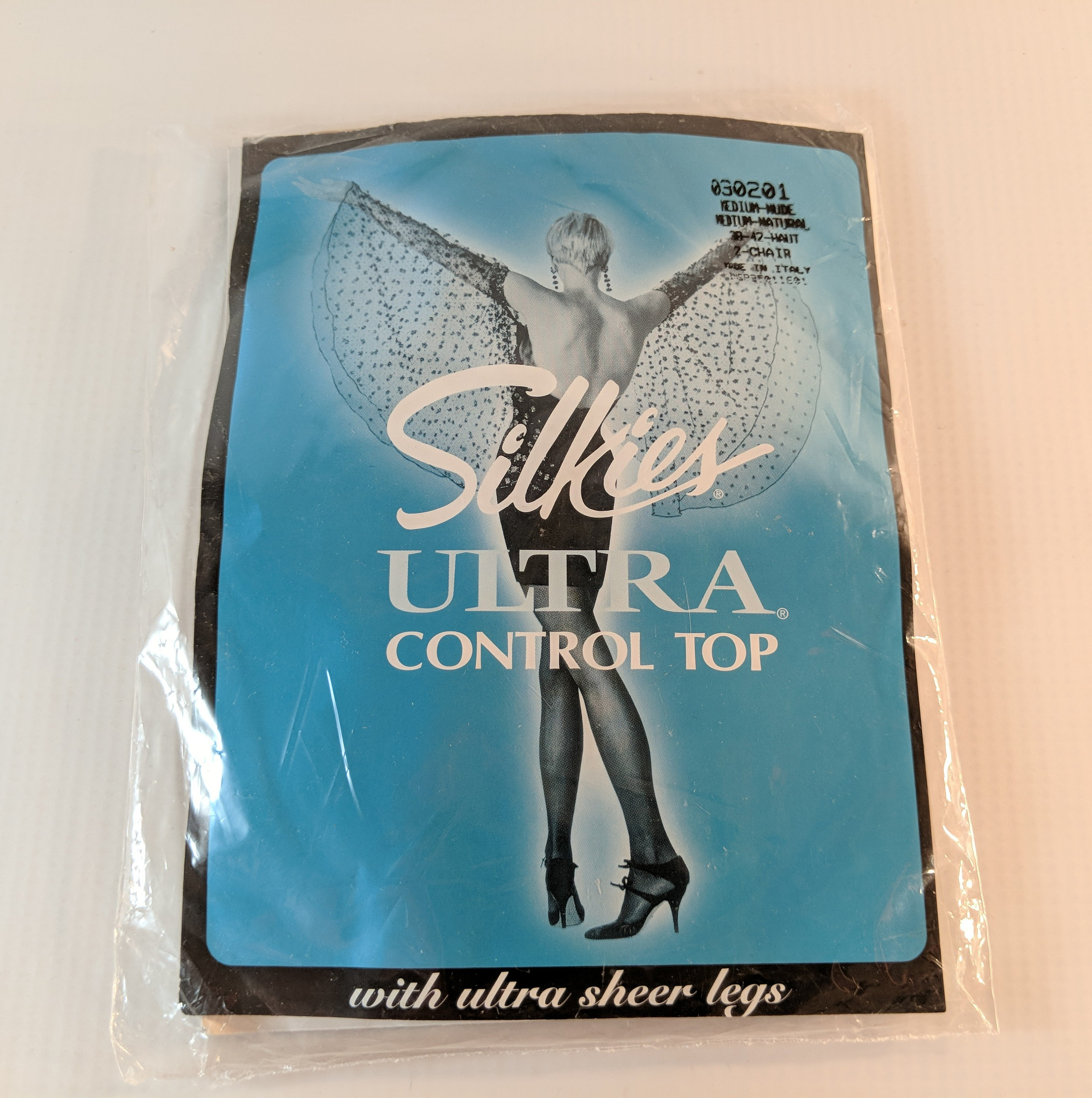 Vtg Silkies Ultra Sheer Nude Control Top Pantyhose. Size Medium.  Unused/unopened Original Package NOS. Women's Hosiery. 