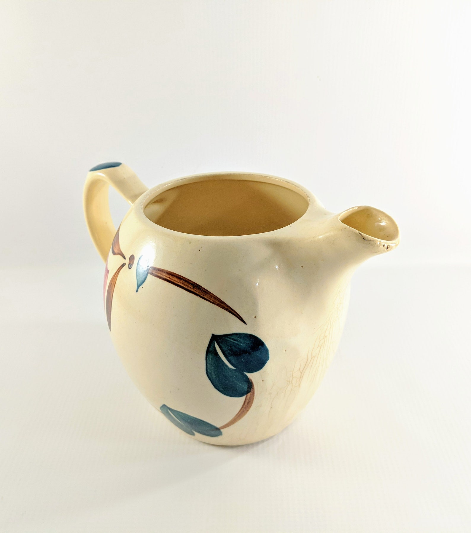 Vtg. Decorative Ceramic Pitcher/flower Vase With Dusky Pink & Etsy