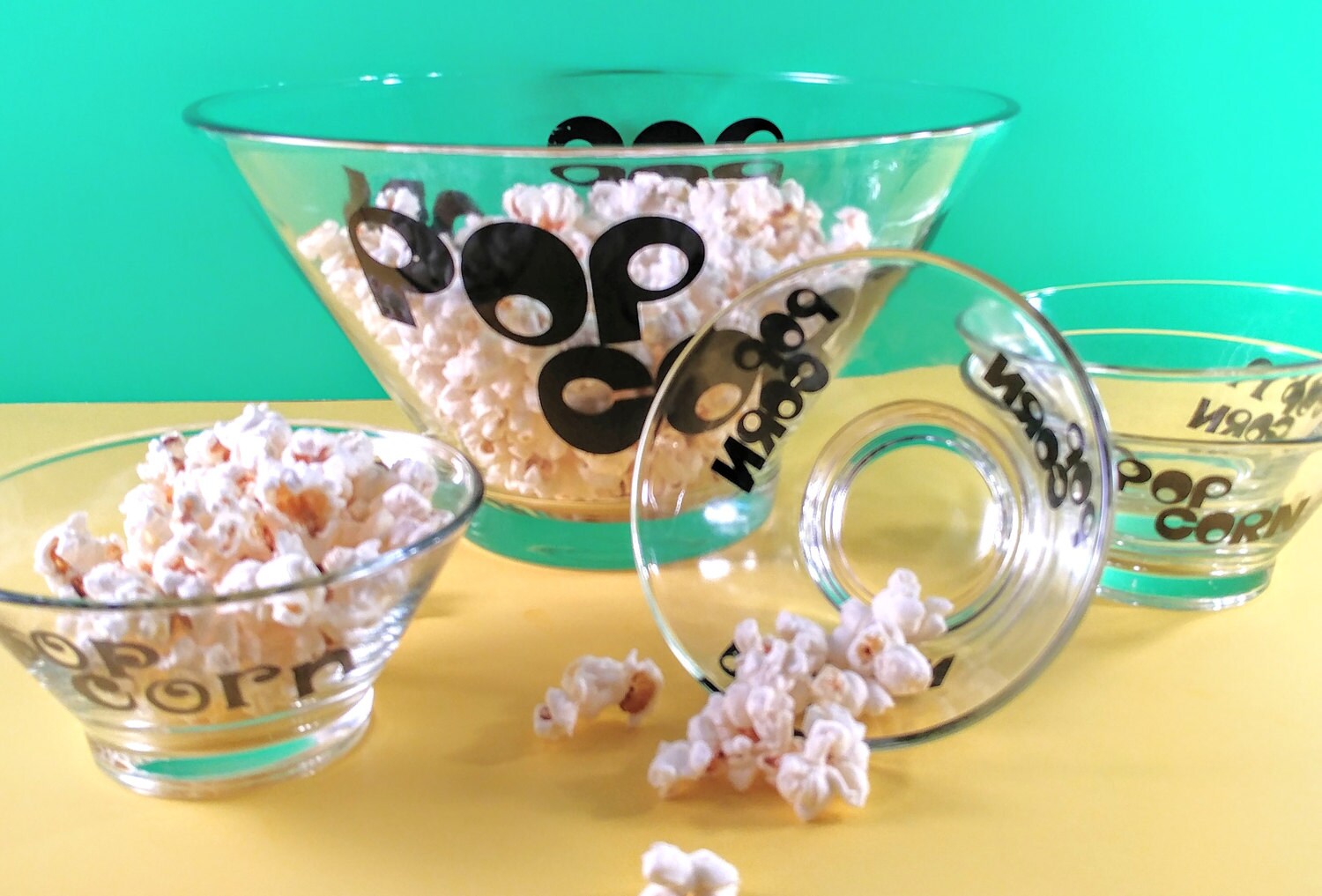 Set of 5 Retro Popcorn Bowls. One Large and Four Individual Etsy