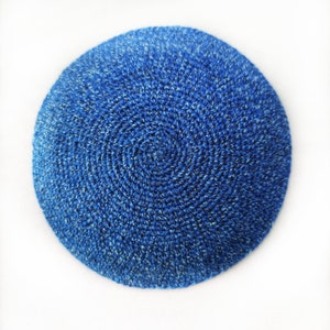 Classic Blue Mélange Kippah from Israel 10 cm/ 100% cotton